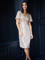 Krista V Neck Twist Sequin Dress