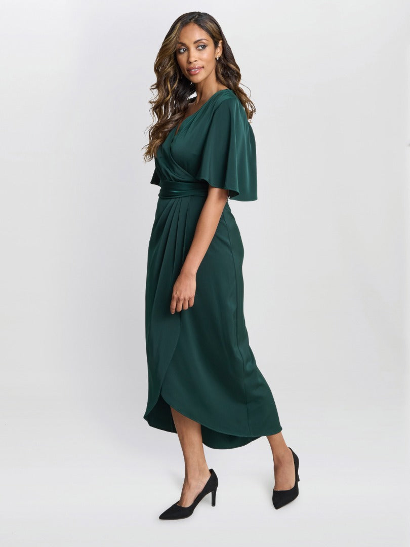Midi Dresses Misha Collection Green Dress Misha V Neck Midi Dress