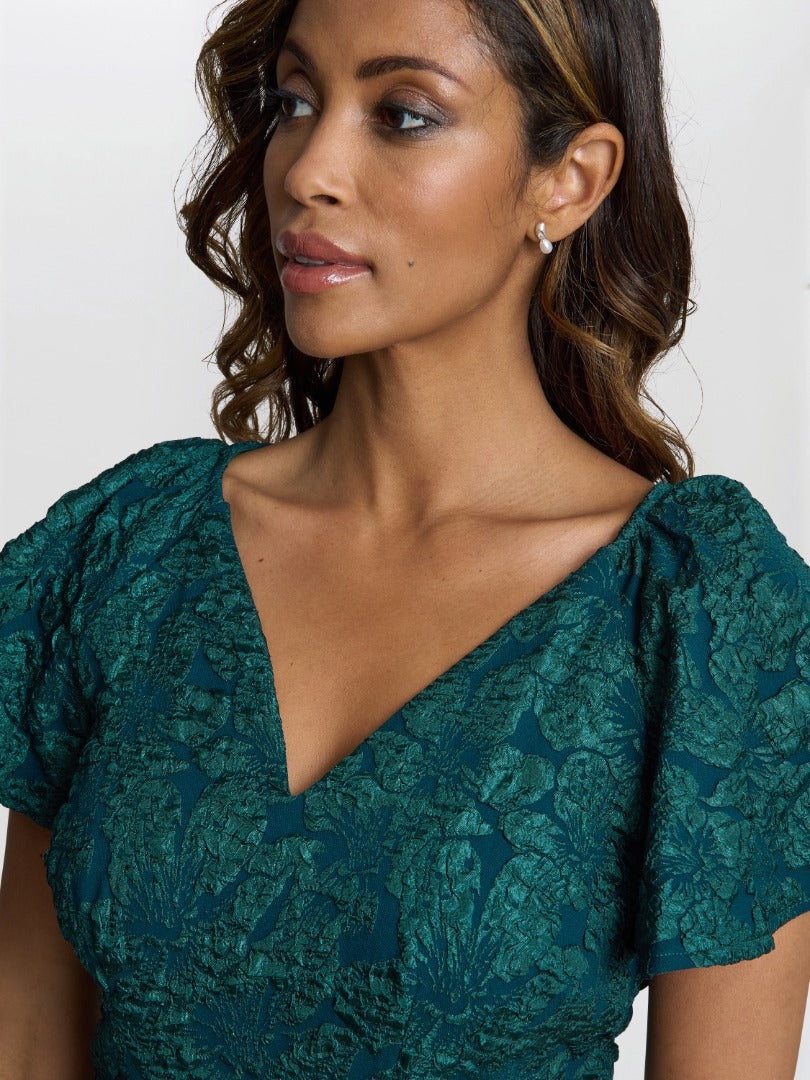 Claudina Midi A-Line Jacquard Dress Gina Bacconi Claudina Midi A-Line Jacquard Dress Gina Bacconi