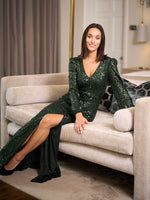 Alison Sequin V Neck Maxi Dress