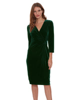 Alexxia Velvet Wrap Dress With Knot