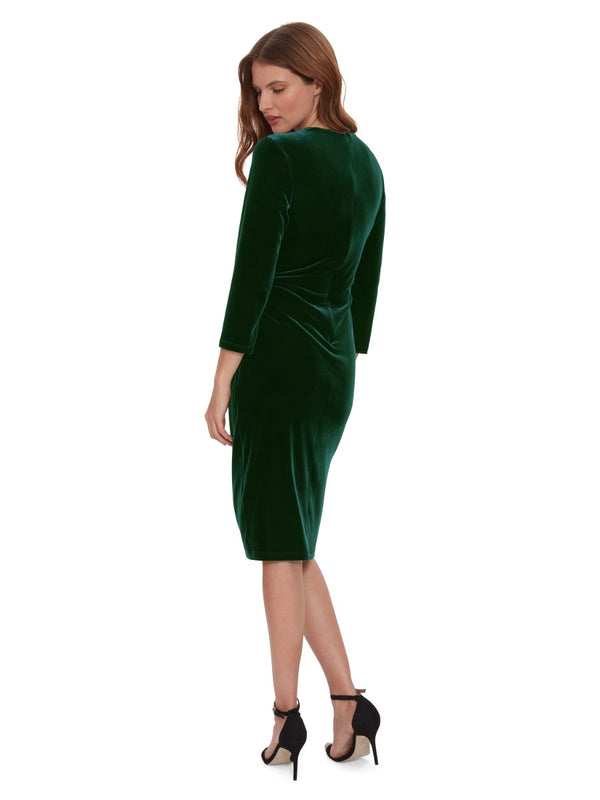 Alexxia Velvet Wrap Dress With Knot