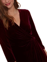 Alexxia Velvet Wrap Dress With Knot