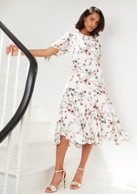 Dita Floral Dress With Tie Sleeves