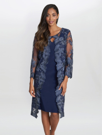 Savoy Embroidered Lace Mock Jacket With Jersey Dress