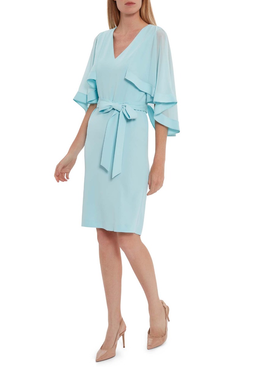 Chestina Moss Crepe Dress With Cape