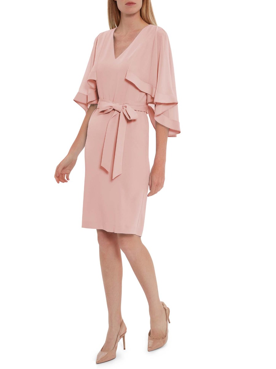 Chestina Moss Crepe Dress With Cape